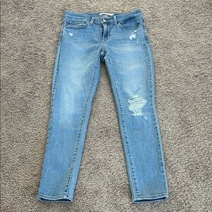 Levi's 711 Women's Light Blue Ripped Skinny Jeans